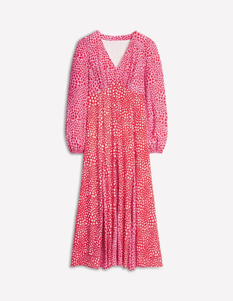 Lisa Long Sleeve Tea Dress-Pink, Heart Cluster-Boden Cheap