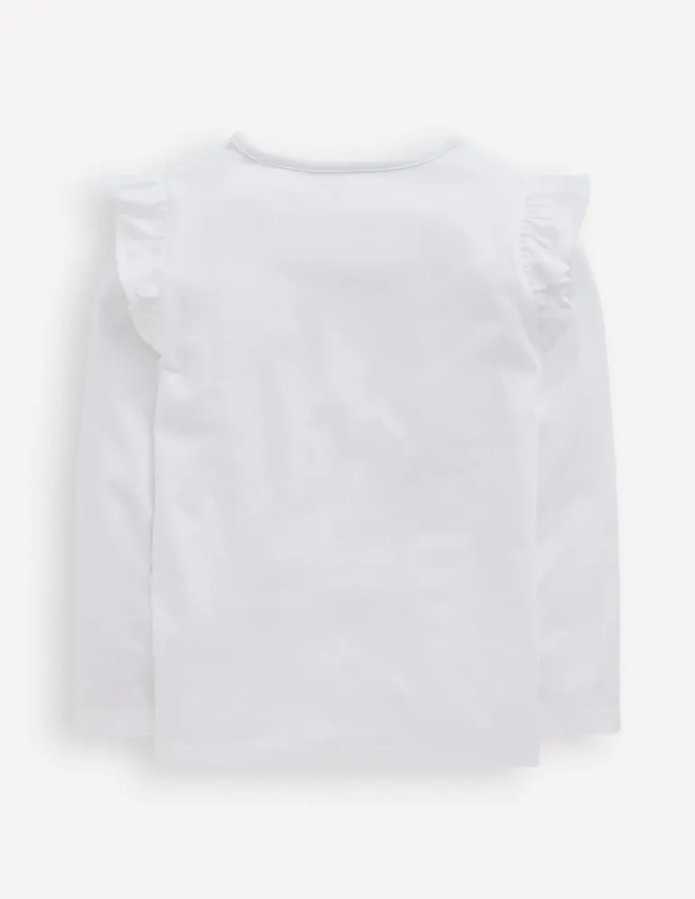 Long Sleeve Frill Logo Top-Ivory Catisserie-Boden Best