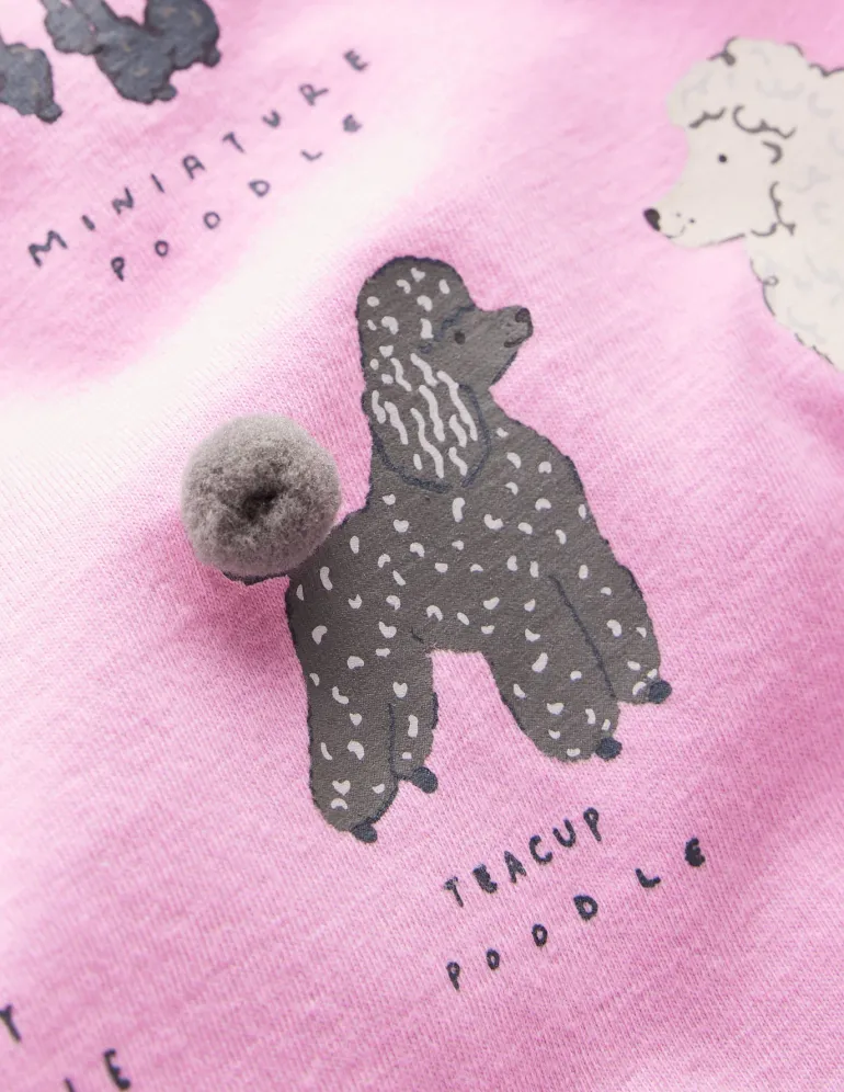 Long Sleeve Frill Logo Top-Bubblegum Pink Dogs-Boden Clearance