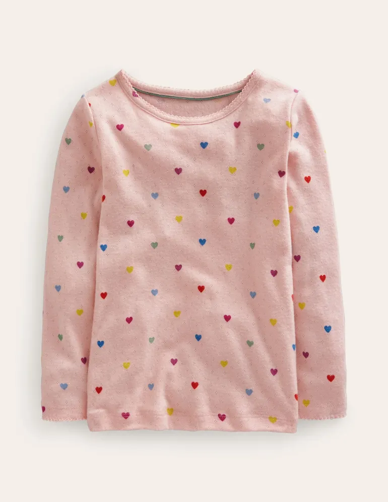 Long Sleeve Pointelle Top-Provence Pink Hearts-Boden Best Sale