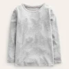 Long Sleeve Pointelle Top-Grey Marl-Boden Fashion