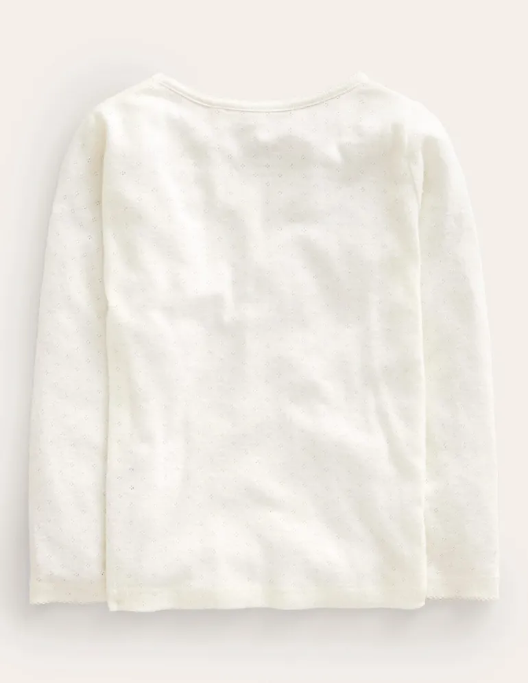 Long Sleeve Pointelle Top-Soft Ivory-Boden Online