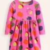 Long-Sleeved Fun Jersey Dress-Tickled Pink Autumn Friends-Boden Clearance