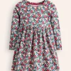 Long-Sleeved Fun Jersey Dress-Glacier Blue Winter Floral-Boden Online