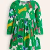 Long-Sleeved Fun Jersey Dress-Green Park Play Pets-Boden Fashion