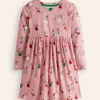 Long-Sleeved Fun Jersey Dress-Vintage Pink Festive Bunny-Boden Cheap