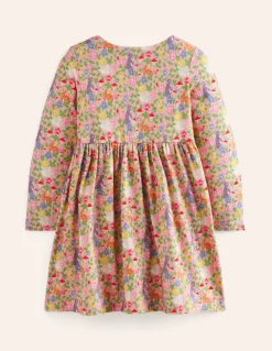 Long-Sleeved Fun Jersey Dress-Vintage Pink Bunny Field-Boden Shop