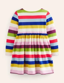 Long-Sleeved Fun Jersey Dress-Rainbow Multi Stripe-Boden Cheap