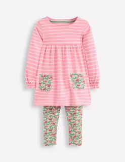 Long-sleeved print tunic set-Chalk Pink Wild Rose-Boden Fashion