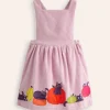 Lucilla Pinafore Dress-Mauve Mist Pumpkin Cats-Boden New