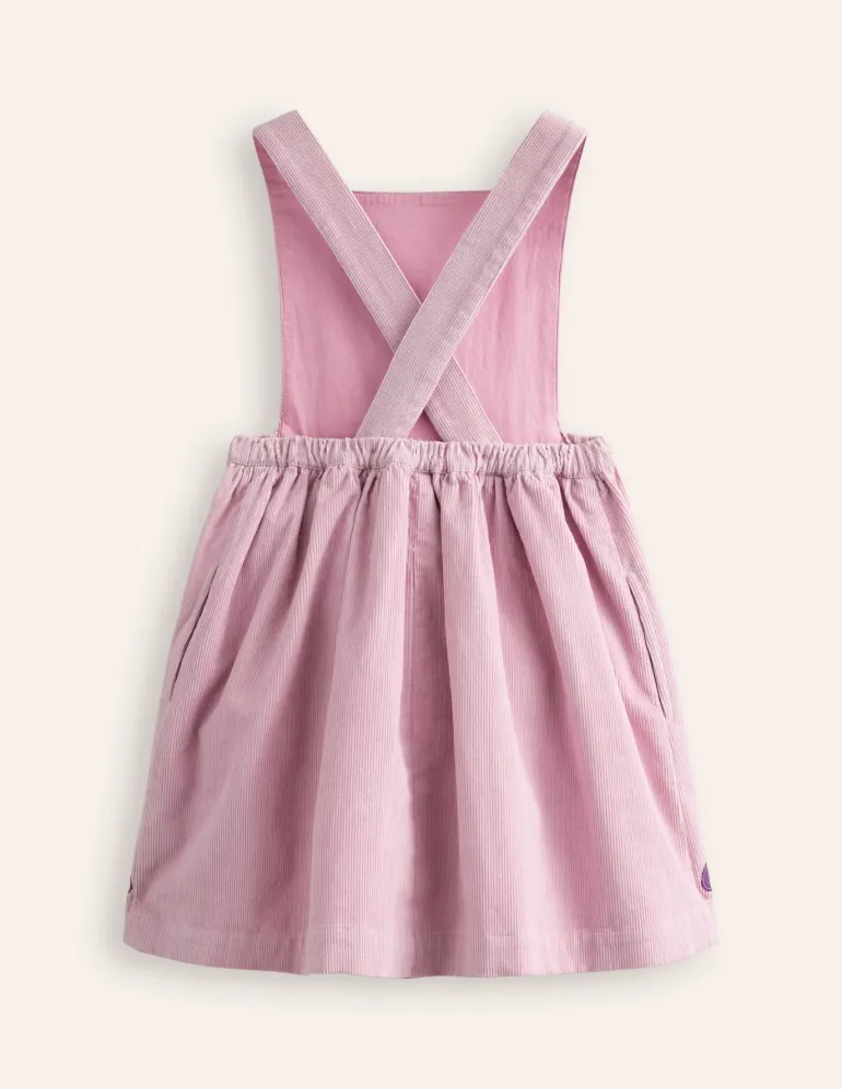 Lucilla Pinafore Dress-Mauve Mist Pumpkin Cats-Boden New