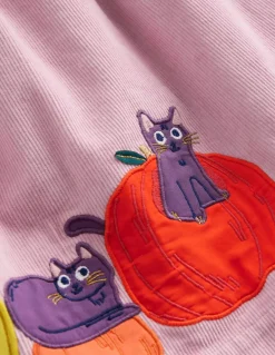 Lucilla Pinafore Dress-Mauve Mist Pumpkin Cats-Boden New