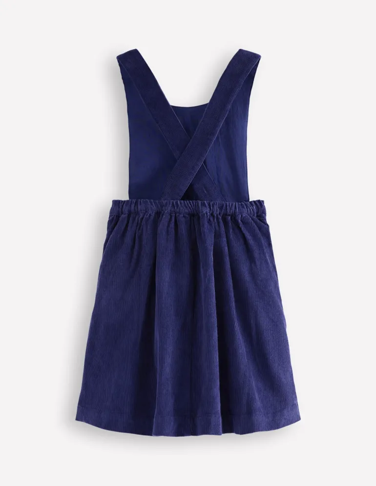 Lucilla Pinafore Dress-Starboard Blue Cherries-Boden Flash Sale