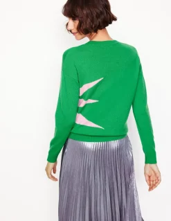Lydia Cashmere Jumper-Bright Green, Boom-Boden Cheap