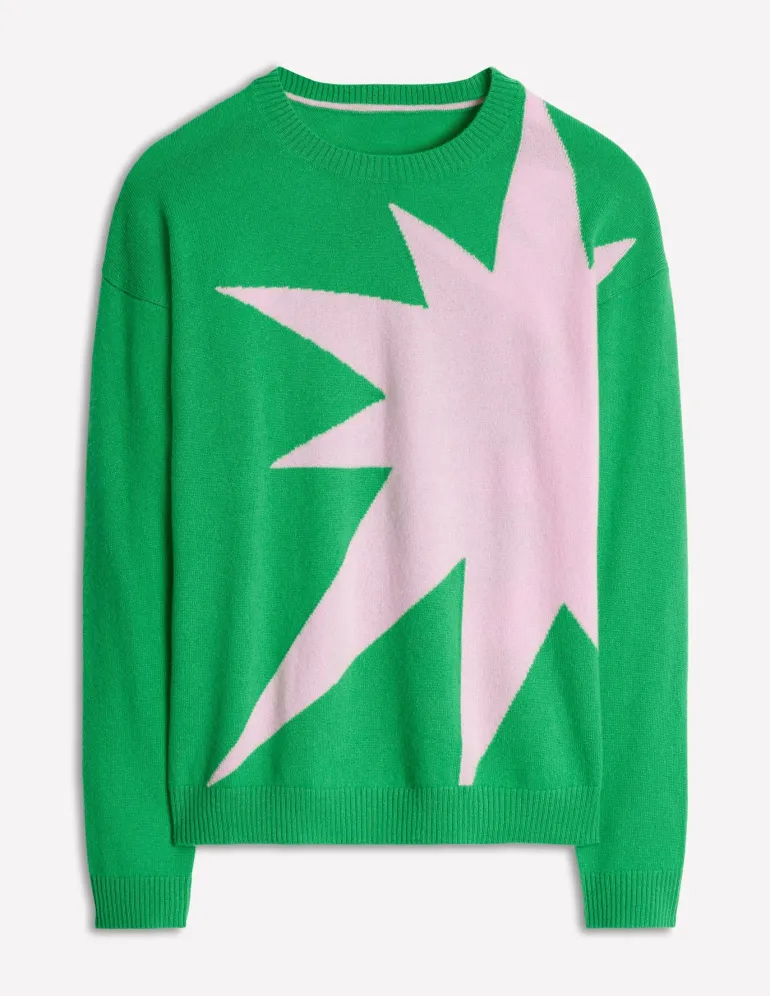 Lydia Cashmere Jumper-Bright Green, Boom-Boden Cheap