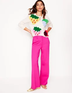 Lydia Cashmere Jumper-Ecru, Strawberries-Boden Sale