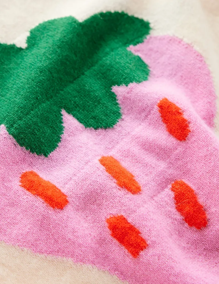 Lydia Cashmere Jumper-Ecru, Strawberries-Boden Sale