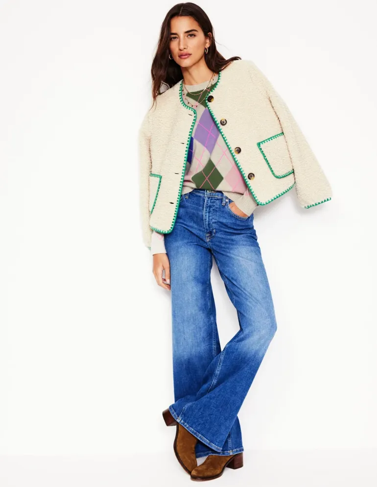 Lydia Cashmere Jumper-Green and Lilac Multi Argyle-Boden New