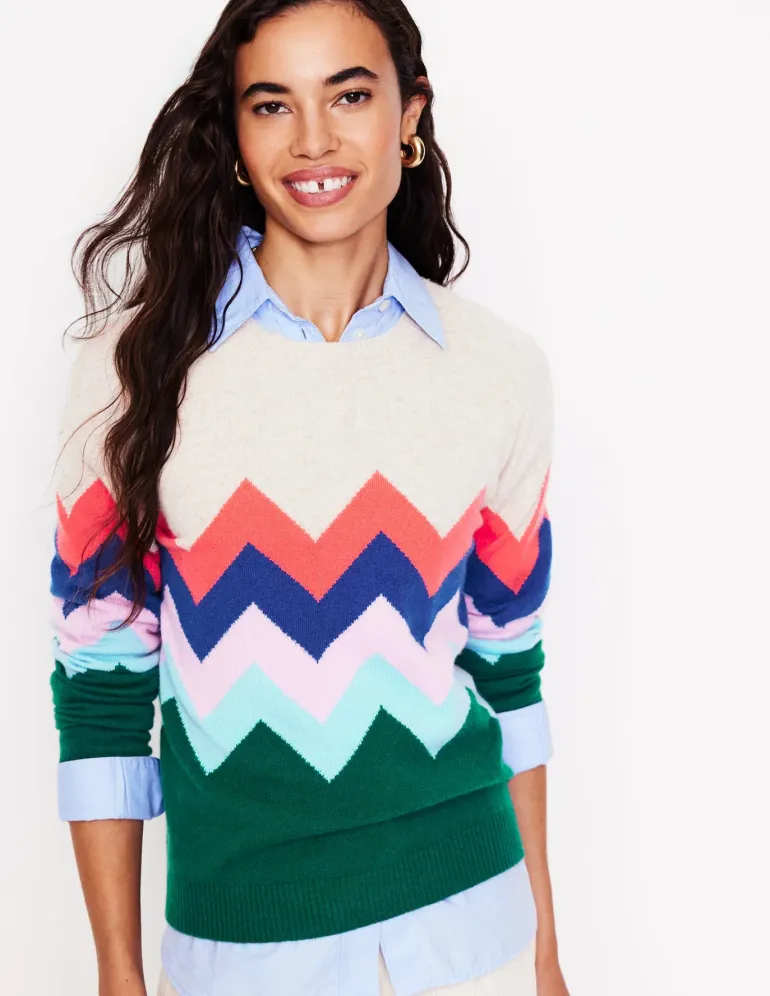 Lydia Cashmere Jumper-Multi, Zig Zag-Boden Online