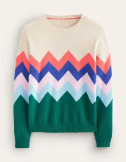 Lydia Cashmere Jumper-Multi, Zig Zag-Boden Online