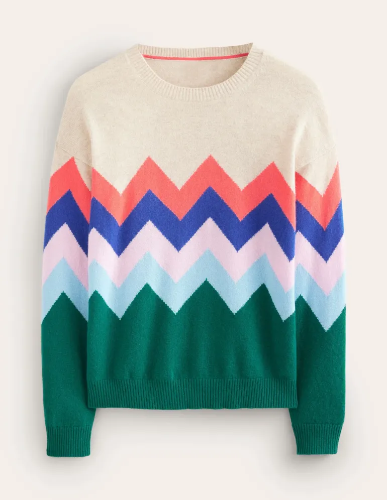 Lydia Cashmere Jumper-Multi, Zig Zag-Boden Online