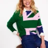 Lydia Cashmere Jumper-Rich Emerald Green, Union Jack-Boden Cheap