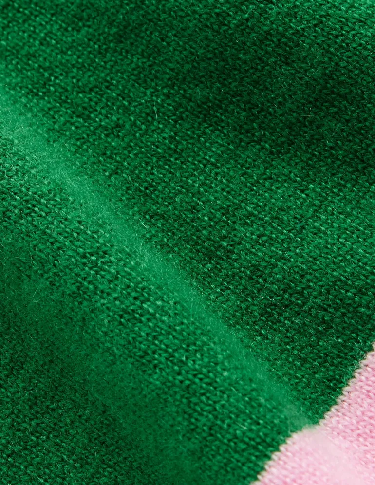 Lydia Cashmere Jumper-Rich Emerald Green, Union Jack-Boden Cheap