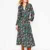 Maeve Trim Jersey Midi Dress-Rich Emerald, Blossom Scatter-Boden Best Sale
