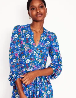 Maeve Trim Jersey Midi Dress-Gallery Blue, Blossom Scatter-Boden Hot