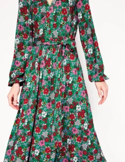 Maeve Trim Jersey Midi Dress-Rich Emerald, Blossom Scatter-Boden Best Sale