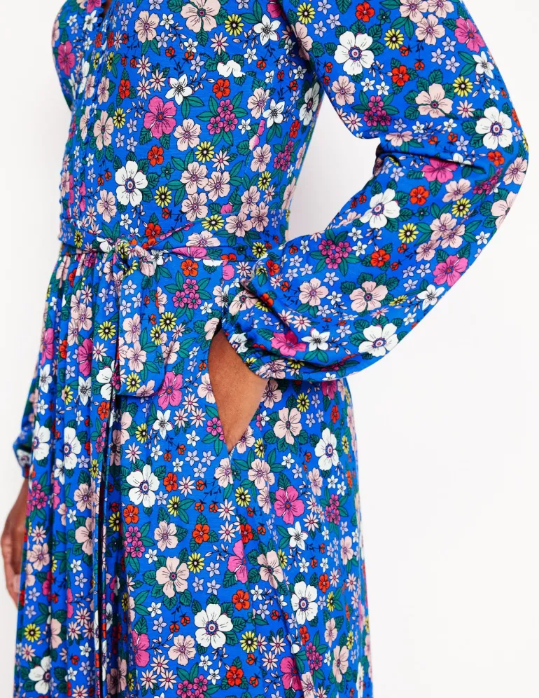 Maeve Trim Jersey Midi Dress-Gallery Blue, Blossom Scatter-Boden Hot