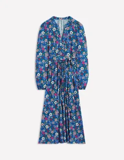 Maeve Trim Jersey Midi Dress-Gallery Blue, Blossom Scatter-Boden Hot