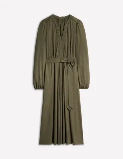 Maeve Trim Jersey Midi Dress-Classic Khaki-Boden Online