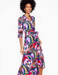 Marcia Jersey Midi Shirt Dress-Multi, Botanical Paisley-Boden Store