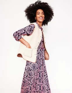 Marcia Jersey Midi Shirt Dress-Milkshake, Decorative Flora-Boden Hot