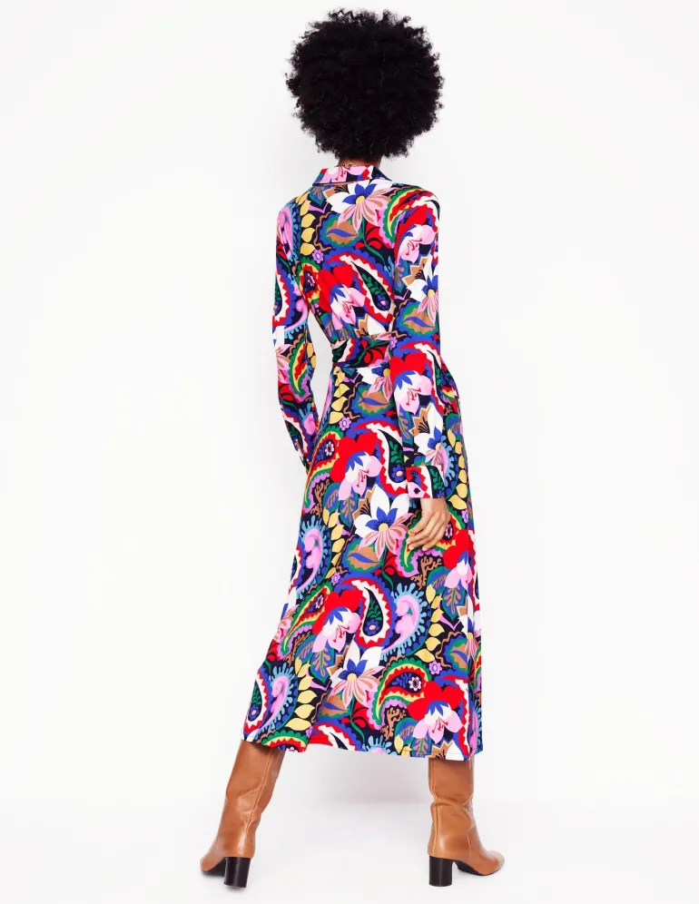Marcia Jersey Midi Shirt Dress-Multi, Botanical Paisley-Boden Store