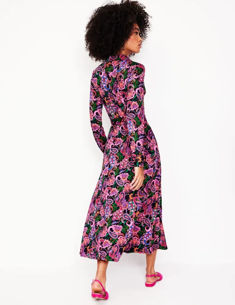 Marcia Jersey Midi Shirt Dress-Multi, Paisley Fusion-Boden Shop