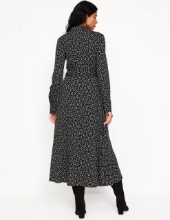 Marcia Jersey Midi Shirt Dress-Black, Abstract Dot-Boden Best