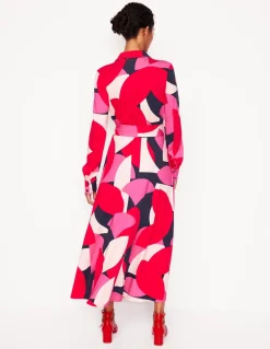 Marcia Jersey Midi Shirt Dress-Poppy Red, Geometric Shuffle-Boden Online