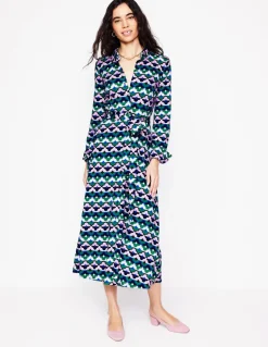 Marcia Jersey Midi Shirt Dress-Rich Emerald, Lucky Clover-Boden Cheap