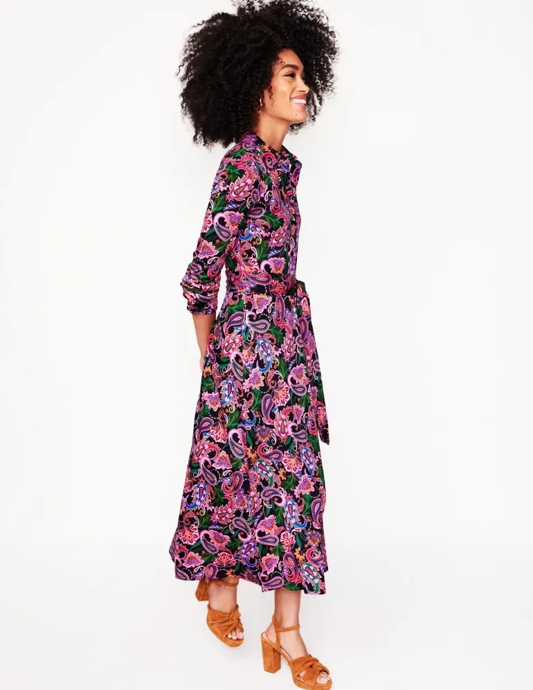 Marcia Jersey Midi Shirt Dress-Multi, Paisley Fusion-Boden Shop