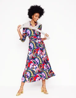 Marcia Jersey Midi Shirt Dress-Multi, Botanical Paisley-Boden Store