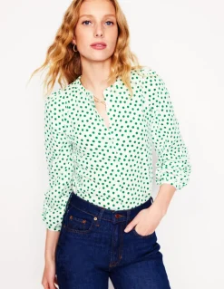 Marina Jersey Shirt-Ivory, Abstract Dot-Boden Clearance