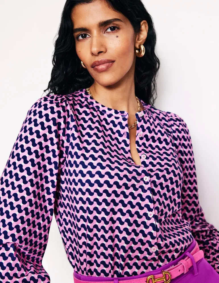 Marina Jersey Shirt-Moonlite Mauve, Terrace Swirl-Boden Best Sale