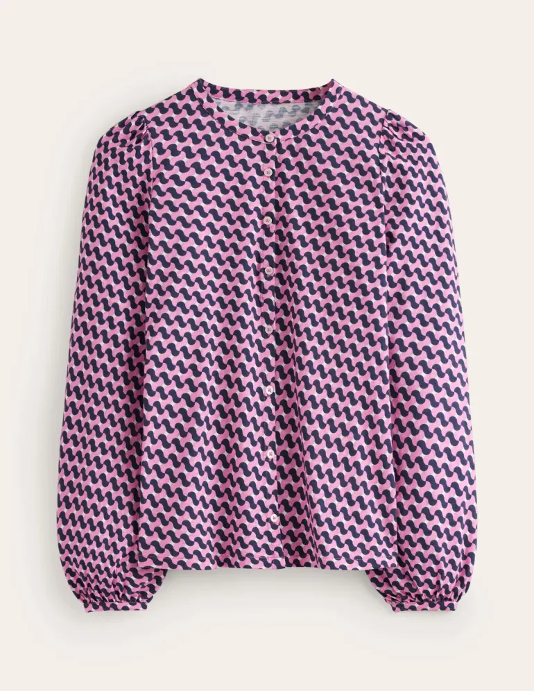 Marina Jersey Shirt-Moonlite Mauve, Terrace Swirl-Boden Best Sale