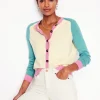 Meg Saddle Sleeve Cardigan-Warm Ivory, Colourblock-Boden Cheap