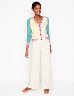 Meg Saddle Sleeve Cardigan-Warm Ivory, Colourblock-Boden Cheap