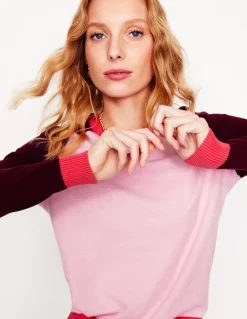 Meg Saddle Sleeve Sweater-Soft Pink, Colourblock-Boden Store