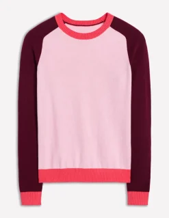 Meg Saddle Sleeve Sweater-Soft Pink, Colourblock-Boden Store
