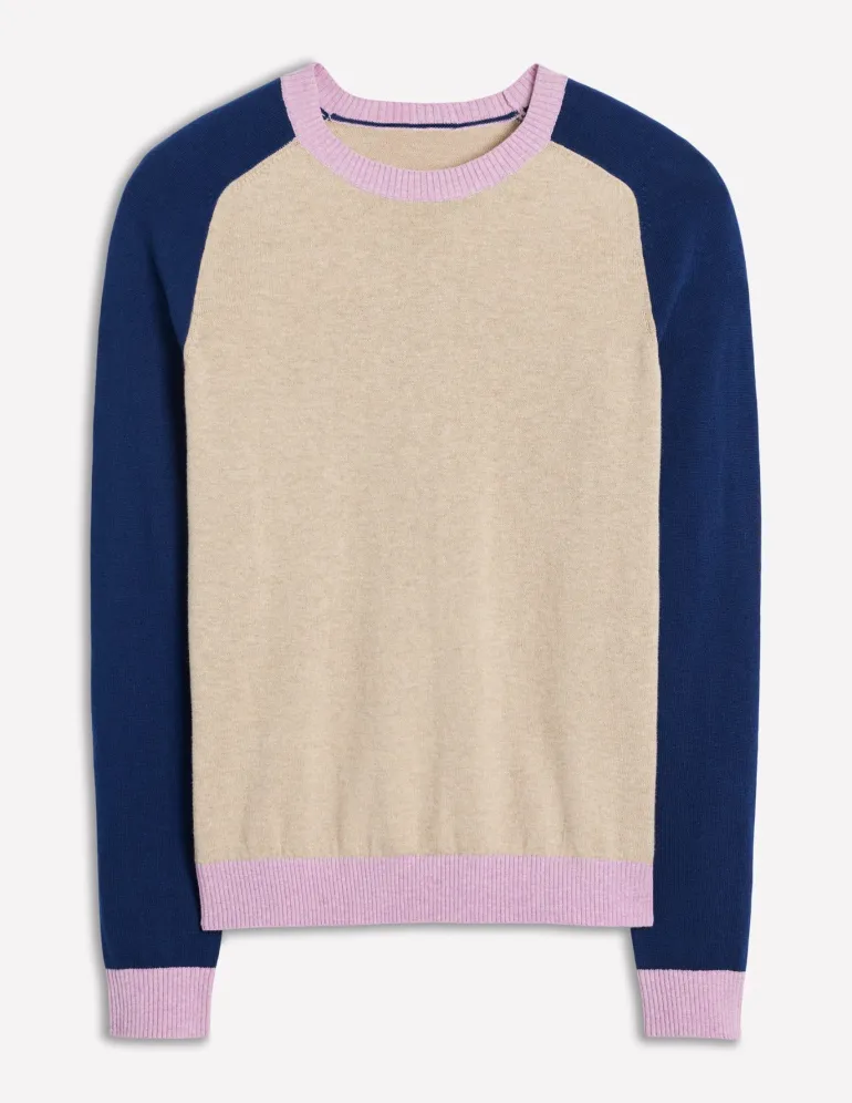 Meg Saddle Sleeve Sweater-Chinchilla Melange,Colourblock-Boden Sale